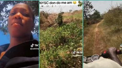 "See Where Them Carry Me Go": Female Corper Passes Through Thick Bush to Her PPA, Laments In Video