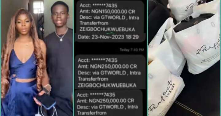 "Over N2 Million Credit Alerts, Wigs": Igbo Lady Dating Hausa Man Flaunts Luxurious Gifts in Video