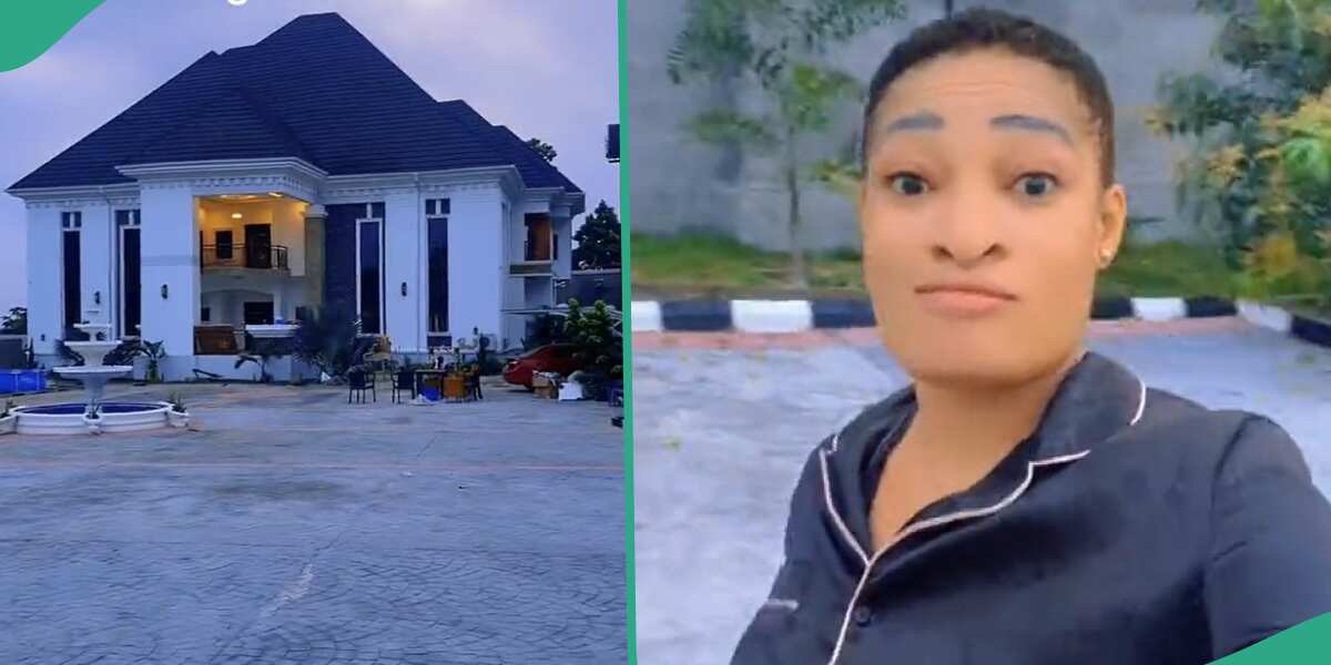 "This is Not Banana Island": Lady Shows Big Mansion in Her Village, Posts Video of Exotic Compound