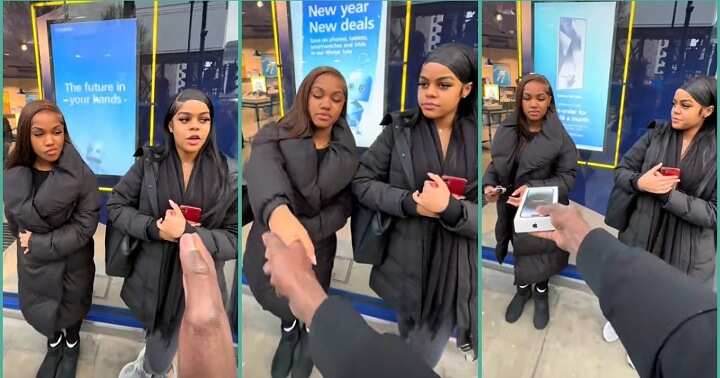 Lady Gets Brand New iPhone and Cash Gift after Shaking Stranger on the Road, Video Stuns Many