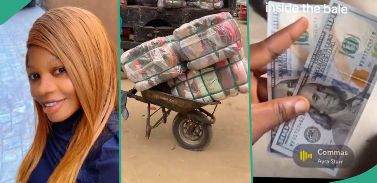 "That's N321k": Okrika seller overjoyed as she finds $200 inside bale of clothes