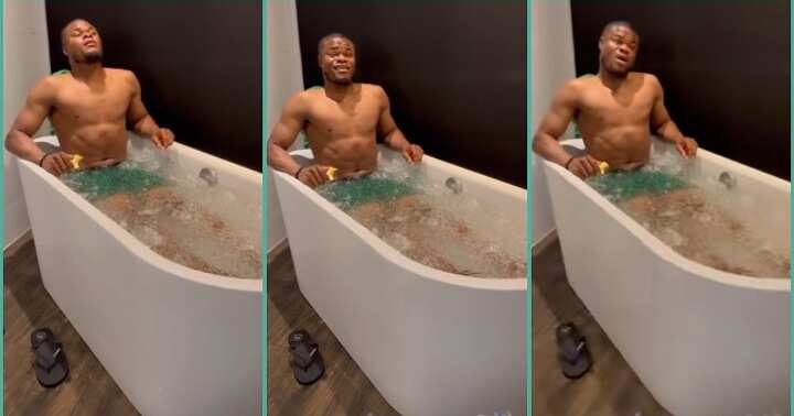 "He Come Dey Fine for My Eyes": Stanley Nwabali Takes Off His Shirt, Enjoys Ice Bath in Video