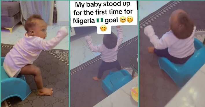 "AFCON 2023": Baby Stands for the First Time after Nigeria Scored a Goal Against South Africa