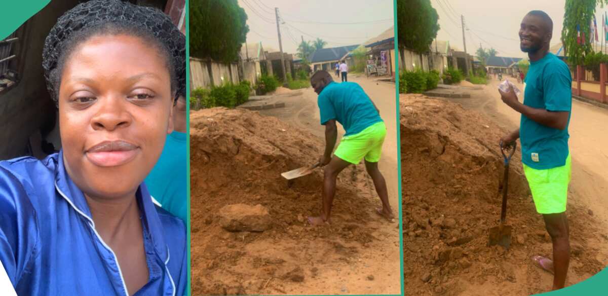 "He is Reliable": Lady Praises Her Hubby Who Works at Construction Site to Take Care of His Family