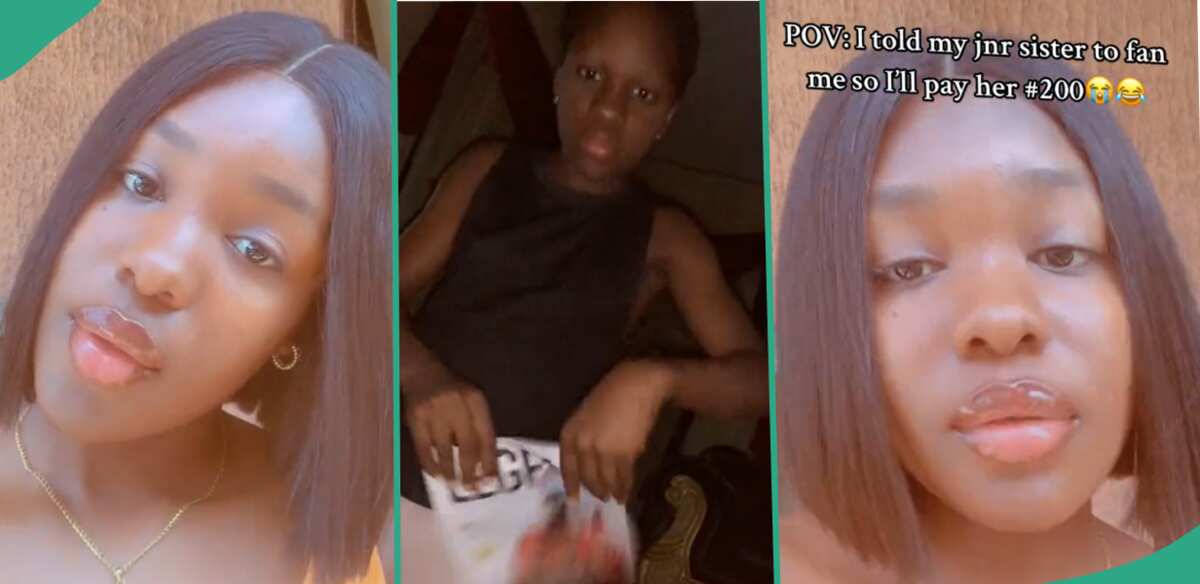 "Please Pity Her": Lady Pays Her Younger Sister N200 to Fan Her With Paper, Video Goes Viral