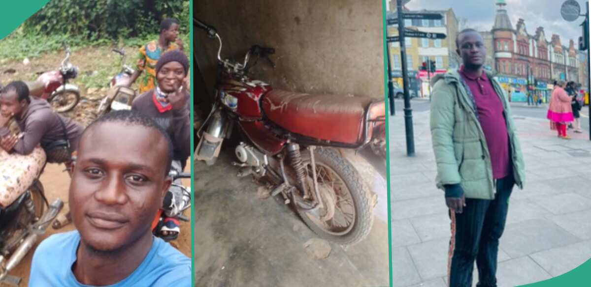 Okada man living in 1 room saves money, relocates to UK, shares transformation video