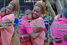 Last born in tears after his mother finally returns from 9 months omugwo abroad