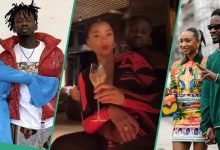 See the moment Mr Eazi rushed to hold Temi's Otedola's slender during her birthday dinner (video)