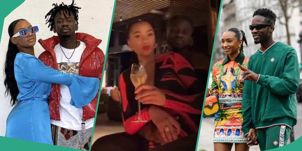 See the moment Mr Eazi rushed to hold Temi's Otedola's slender during her birthday dinner (video)