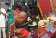Pastor gives all his members fufu and soup to eat in church, photos emerge