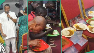 Pastor gives all his members fufu and soup to eat in church, photos emerge