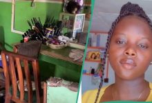 "God bless you": Nigerian lady renovates mum's salon with beautiful interior