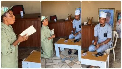 Nigerian lady gives her first salary from NYSC to her husband, salutes him emoti...