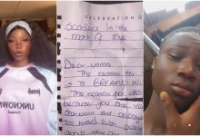 "You're too stingy": Lady shares breakup letter she found in brother's uniform
