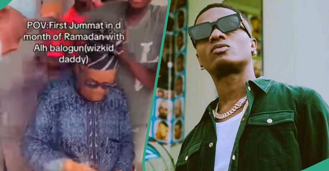 "Baba with doings": Wizkid's dad shows love after Jumat prayers, netizens react