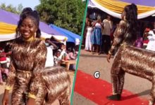"This One Na She-Goat": Lady Designs Animal-Themed Attire As She Graduates From Fashion School