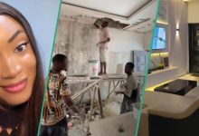 Lady rents apartment in Lagos, redecorates house, paints walls white, buys AC, TV