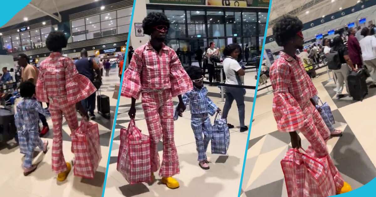 Ghanaian Designer Fashion GodD And Little Boy Rock Ghana Must Go In Different Colours At The Airport