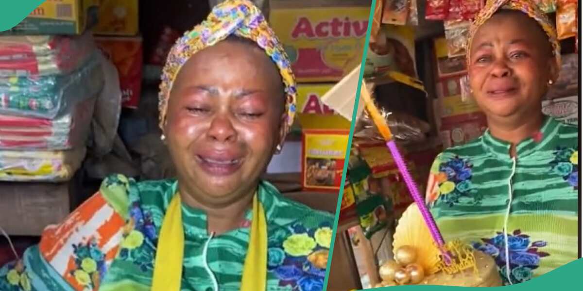 Young Man Gives Mother Heartfelt Birthday Celebration at Her Shop, Sprays Naira Notes