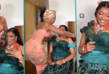 "All The Way From France": Lady Flies to Nigeria From Abroad to Surprise Sister on Her Wedding Day