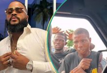 See how BBNaija' Whitemoney reacted after he was harassed by beggars while driving (video)