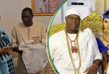 See the traditional and Christian ways Ooni of Ife and queen Tobi named their twins(video)