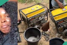 VIDEO: Nigerian lady shows what an Engineer did to her generator, laments bitterly