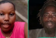 Stunning video as mad man looks for kind Nigerian lady who gives him money
