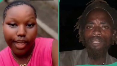 Stunning video as mad man looks for kind Nigerian lady who gives him money