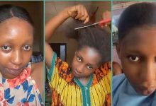 Nigerian lady cuts her long hair as price of attachment hits N6k, video trends