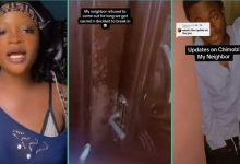 Watch video as lady shares condition of male neighbour who locked himself up in the room