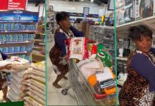 "Smart Woman": Lady Carries Bags of Rice, Plenty Food Items During 30 Seconds Free Shopping Spree