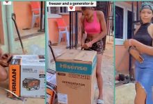"Okrika has done it again": Nigerian lady buys brand new generator, freezer with...