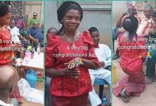 Watch video as elderly Nigerian woman weds her lover after many years