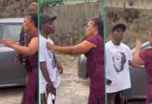 Video emerges as Nigerian woman rejects car gift from her 18-year-old son, slaps him