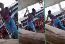 Lady caught performing for chicken in poultry, video goes viral online