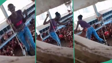 Lady caught performing for chicken in poultry, video goes viral online