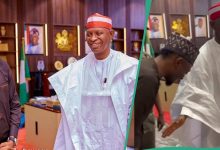 “Ouch See Shenking”: Video of Ahmed Musa Refusing to Shake Kano State Gov, Abba Yusuf, Goes Viral