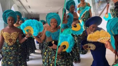 Bride Slays in Stylish Outfit, Asoebi Ladies Unveil Her in Their Classy Attire, Video Trends