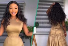 Lady Slays in Classy Dress, Displays Tiny Waist and Curves, Gets Mixed Reactions: "This Is Scary"