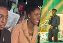 “Make Blogger Stain Him White”: Fans Hail Frank Edwards’ Expression As He Sit Beside Maris Bliss