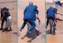 "This is True Love": Video Shows Wife Carrying Husband on Her Back across River, Many React