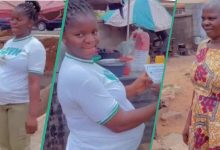 Pregnant Lady Corper Salutes Her Plantain Selling Mother Who Helped Her Through Her Education
