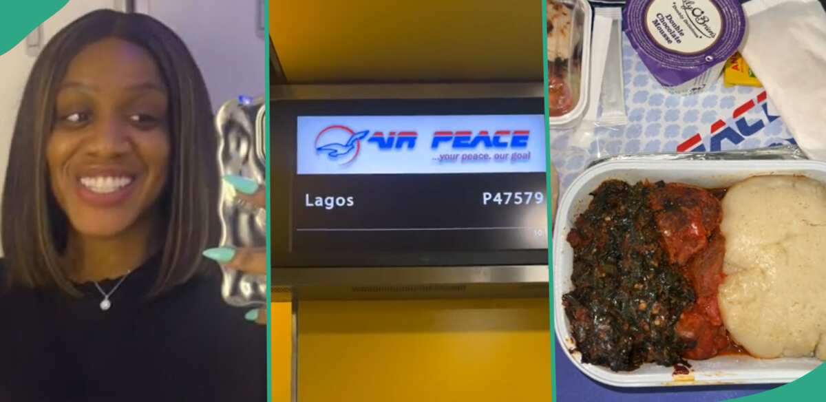 "Fantastic": Passenger Eats Plenty Food on Air Peace Flight From London, Enjoys Nigerian Delicacies