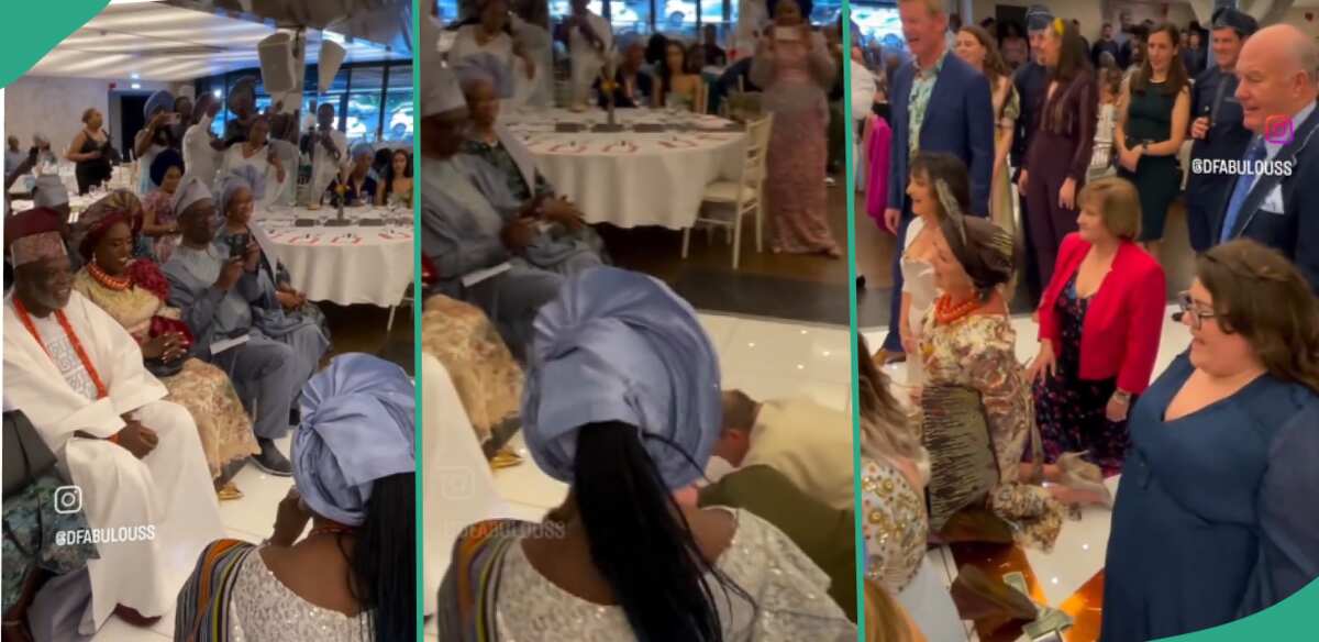 Video Shows Moment White Groom and His People Were Humbled as They Greeted Yoruba Bride's Family