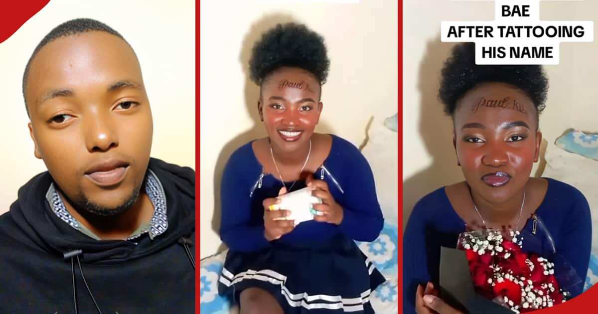 Boyfriend of Lady Who 'Tattooed' His Name on Forehead Surprises Her with Yoghurt, Flowers