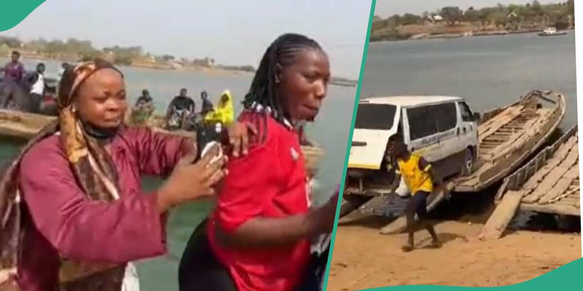 NYSC 2024: Lady Corper, who Was Posted to Serve in Taraba, Shows Canoe Loading Bus at Riverbank