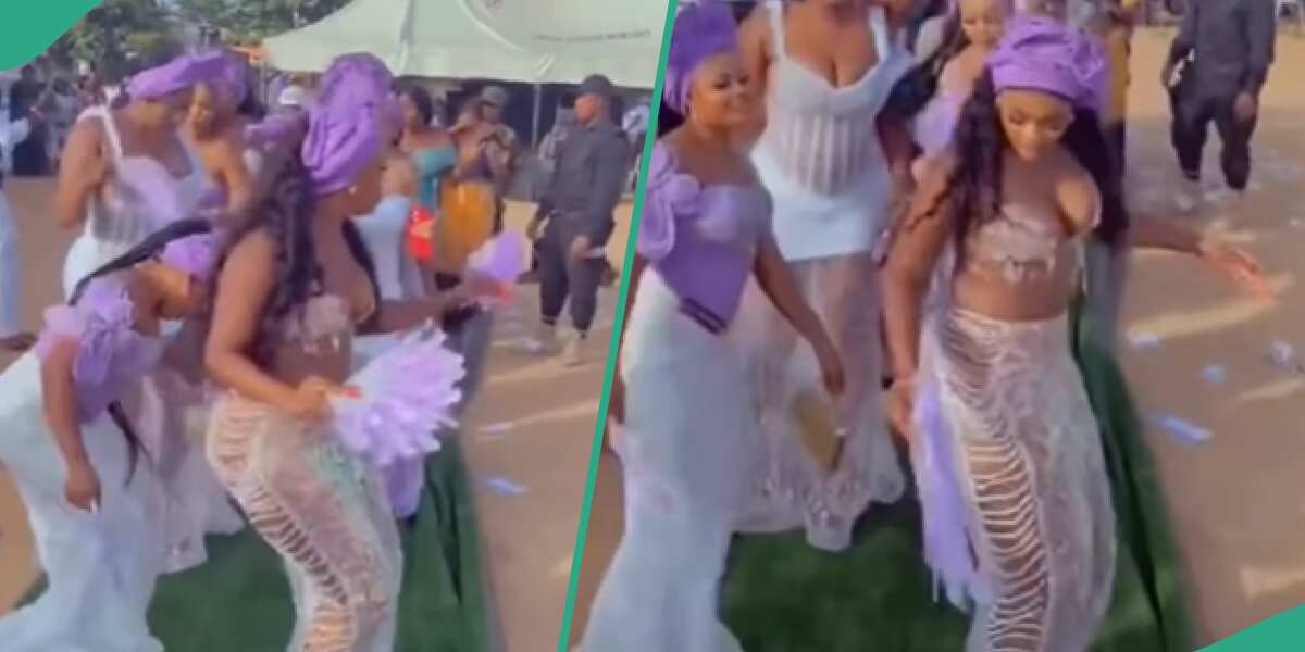 Bridesmaid Causes Uproar With Revealing Outfit, Netizens Bash Her: "Gele on Top of Beach Wear"