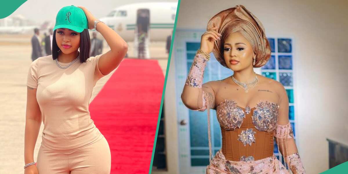 Regina Daniels Displays Flawless Beauty In Pink and White Outfit, Impresses Fans: "Forever Young"
