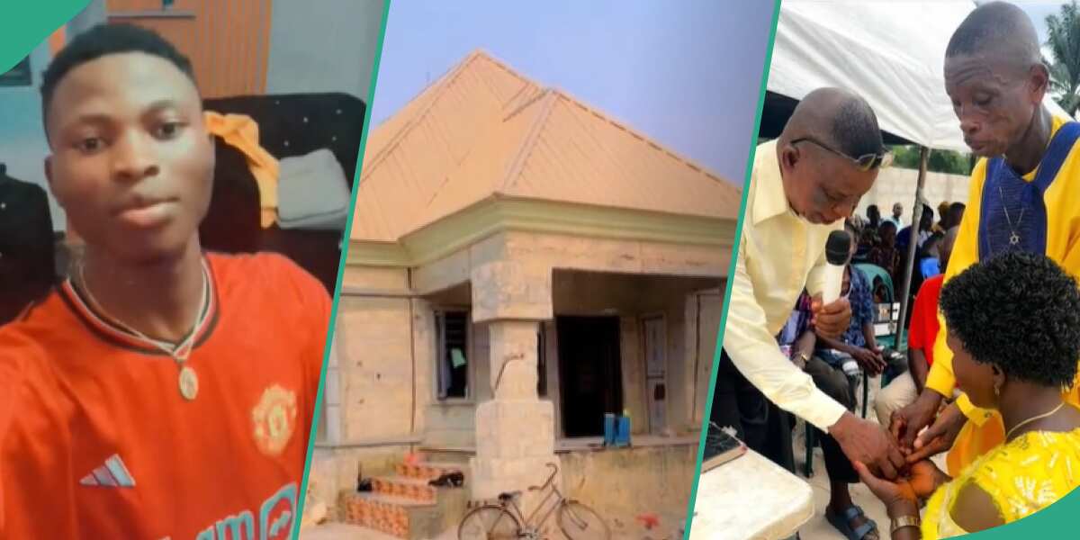 Man spends 5 months to finish bungalow for parents, furnishes it, presents house to them
